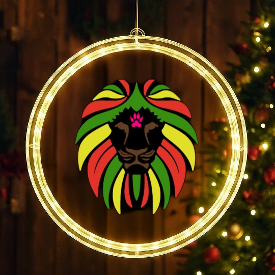 lion of the african forest with forest colors LED Christmas Window Lights