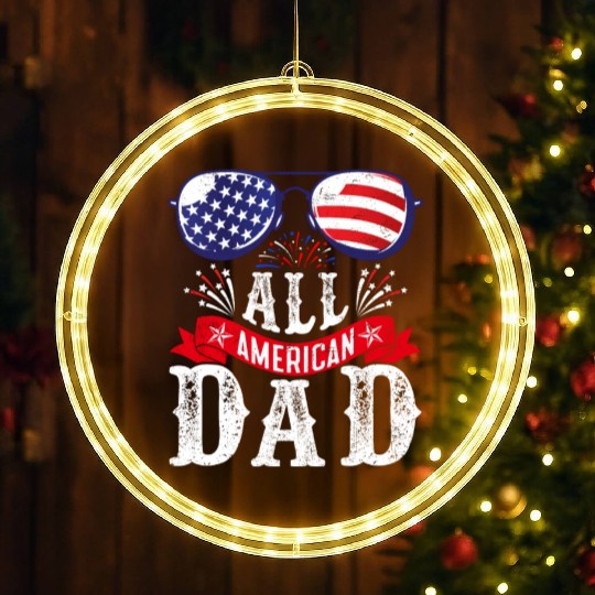 All American Dad America Pride US Patriot LED Christmas Window Lights