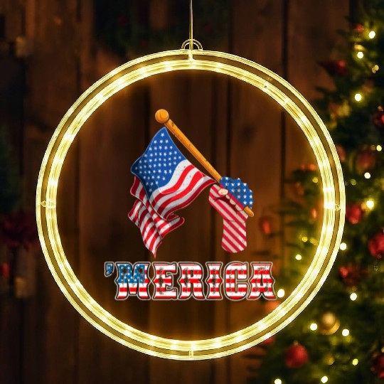 Patriotism Merica Pride US Patriots USA Fan LED Christmas Window Lights