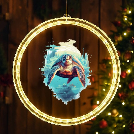 Serene Underwater Turtle LED Christmas Window Lights