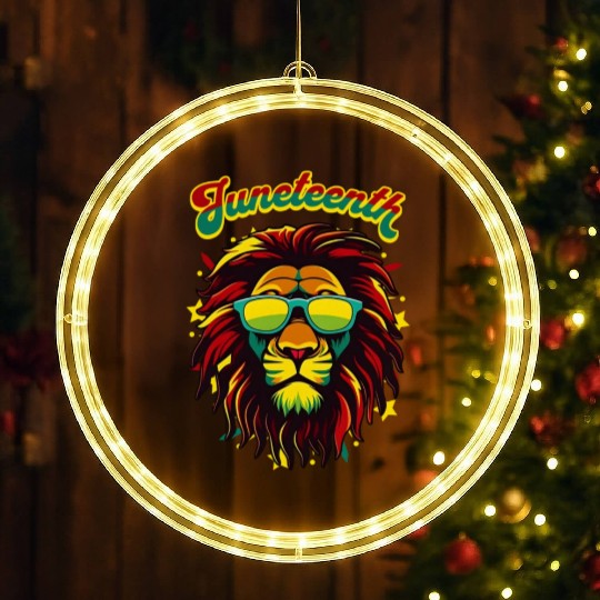 Juneteenth Lion Celebrate Black Freedom 1865 Histo LED Christmas Window Lights