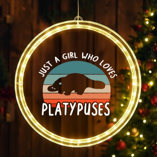 Girl Platypus Lover Illustration Animal LED Christmas Window Lights