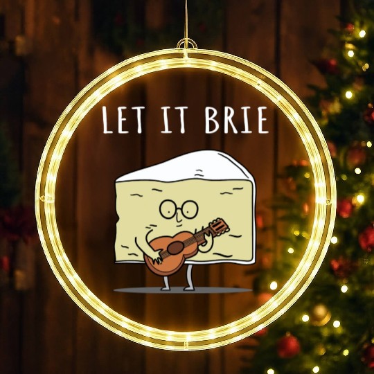 Let It Brie Cheese Musician With Guitar LED Christmas Window Lights