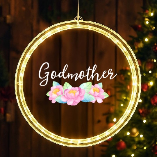 Godmother Floral Aunt Gender Reveal Announcet LED Christmas Window Lights