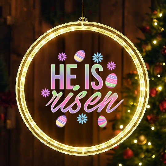 He Is Risen Easter Christian Message Easter Eggs LED Christmas Window Lights
