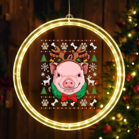 Pig Ugly Reindeer Antlers Farm LED Christmas Window Lights