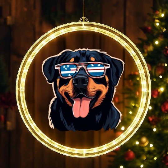 Rottweiler Puppy LED Christmas Window Lights