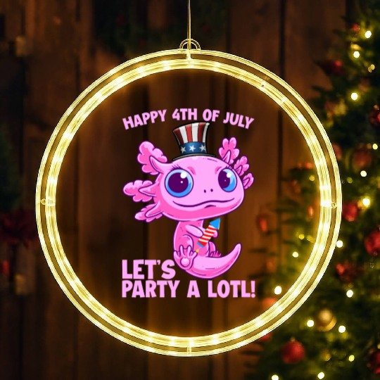 Axolotl 4th of July Patriotic Independence Day Mat LED Christmas Window Lights