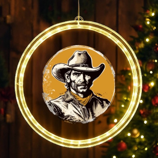 Howdy Partner! Retro Vintage Wild West Cowboy LED Christmas Window Lights