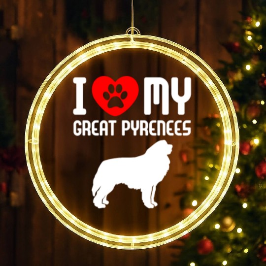 I Love My Great Pyrenees LED Christmas Window Lights