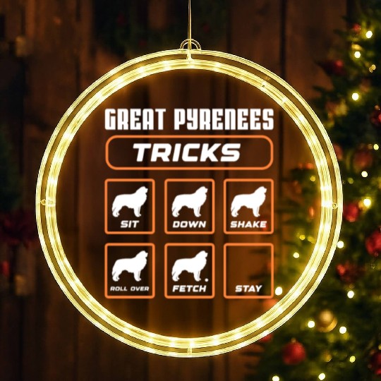 Great Pyrenees Tricks LED Christmas Window Lights