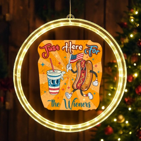I'm Just Here For The Wieners Cartoon Hot Dog 4Th LED Christmas Window Lights
