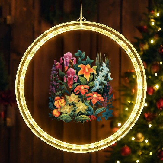 Orchids Flowers Garden Blossom Orchid Lover LED Christmas Window Lights