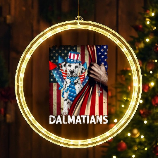 Dalmatian 4th of July pride flag LED Christmas Window Lights