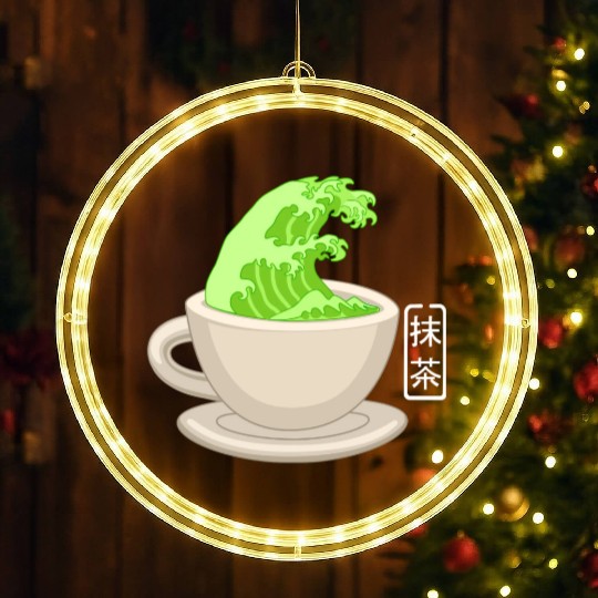 Matcha Latte Great Green Tea Wave LED Christmas Window Lights