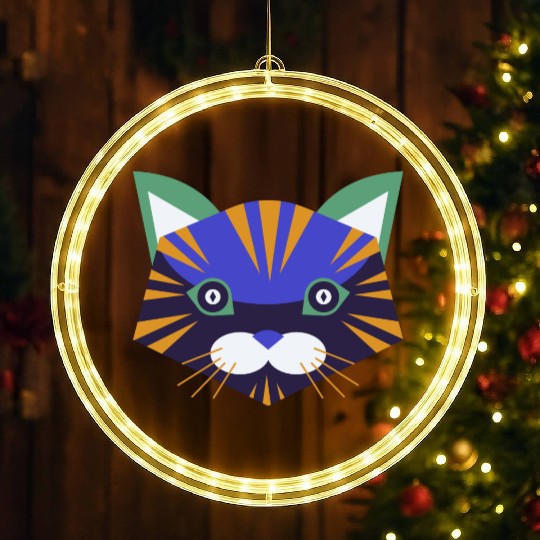 Colorful Cat Face LED Christmas Window Lights