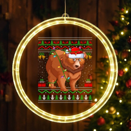 Bear Animal Ugly Grizzly Bear LED Christmas Window Lights