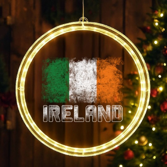 St Patrick's Day Patriotic Distressed Irish Flag LED Christmas Window Lights