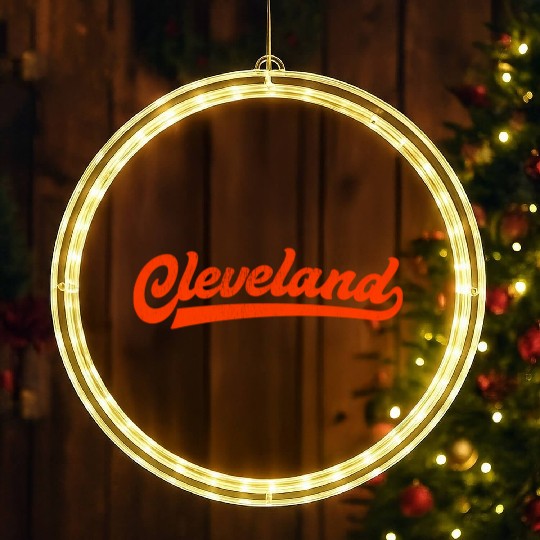 I Love Cleveland Ohio Sports Script LED Christmas Window Lights