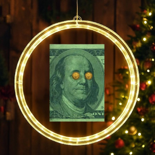 Benjamin Franklin Bitcoin LED Christmas Window Lights