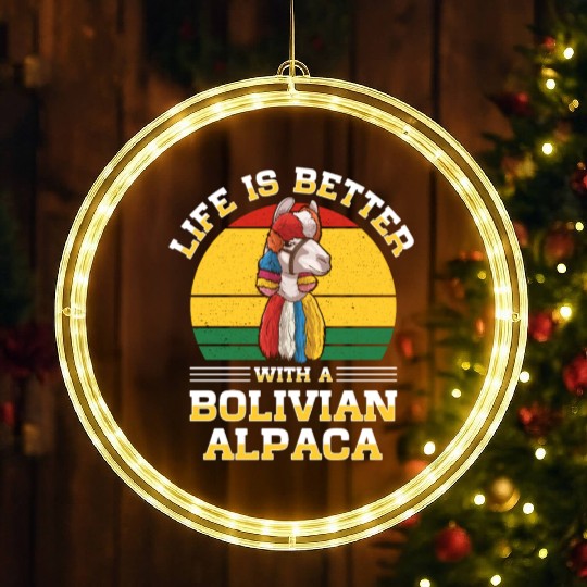 Bolivia Flag Bolivian Alpaca Lover Country South LED Christmas Window Lights