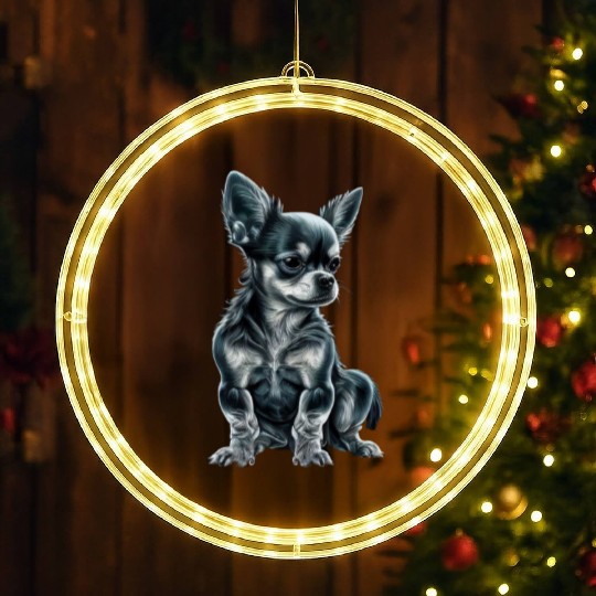 Chihuahua - Fitness Bodybuilding Gym Dog Sixpack LED Christmas Window Lights