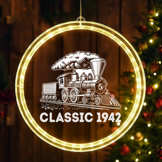1942 Train Locomotive 80Th LED Christmas Window Lights