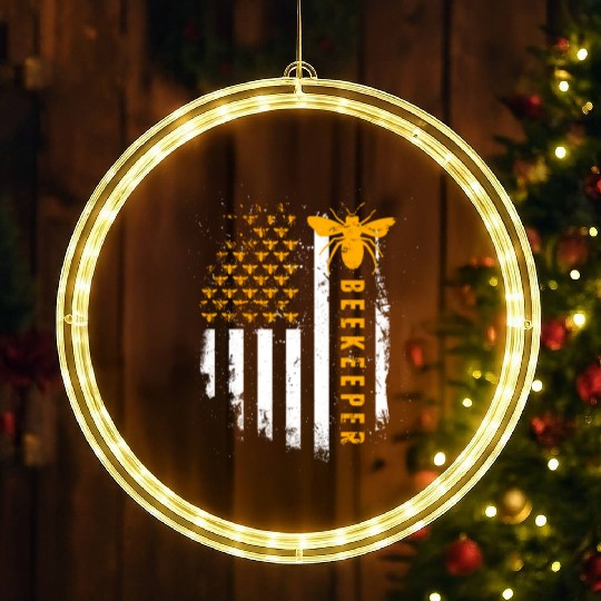 Honey Bee Beekeeping Hive Beekeeper LED Christmas Window Lights