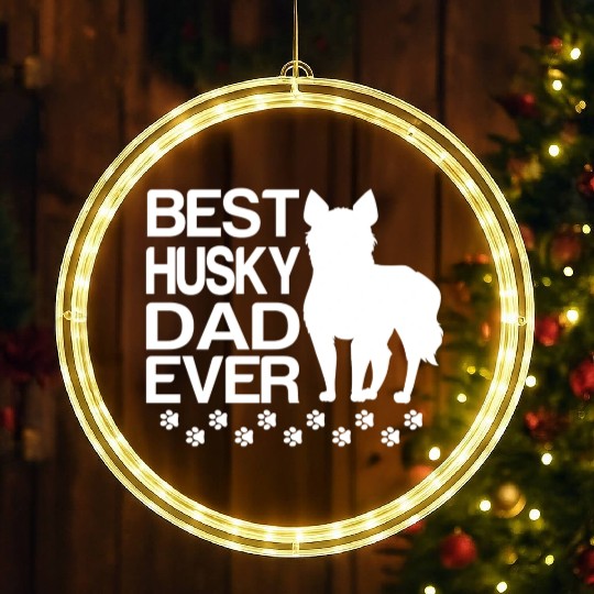 Best Husky Dad Ever Best Siberian Husky Dad Ever LED Christmas Window Lights