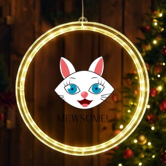 Mewsome White Cat Face LED Christmas Window Lights