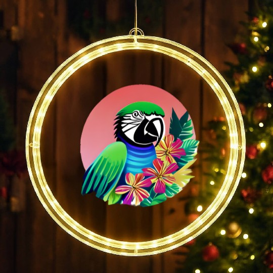 Macaw in the Tropics LED Christmas Window Lights