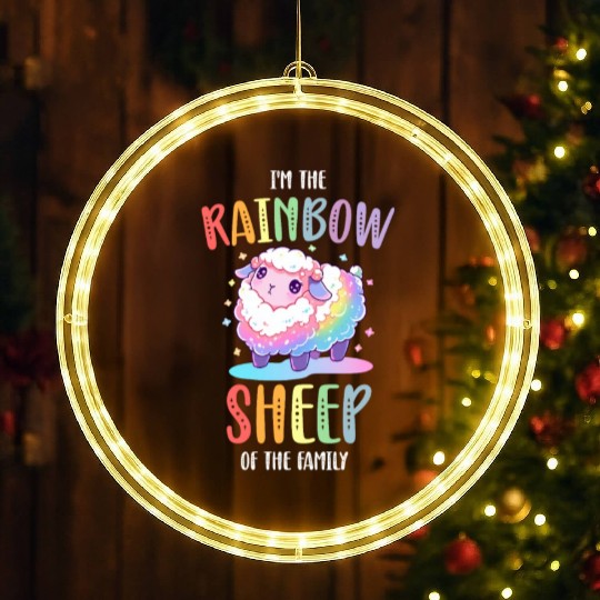 Rainbow Sheep LGBTQ Transgender Pride Community LED Christmas Window Lights