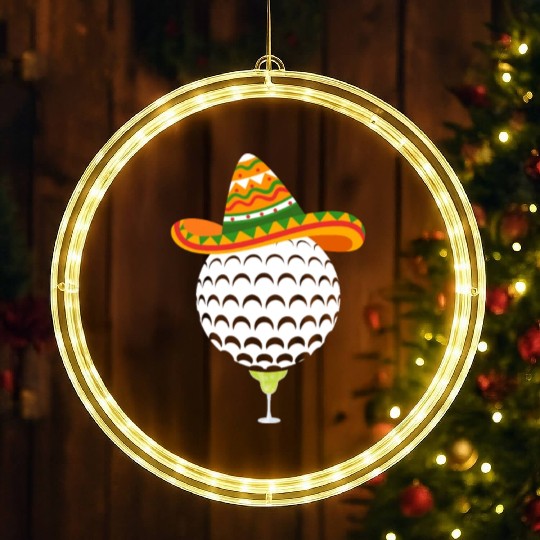 Margarita Golf Ball Mexican Sombrero LED Christmas Window Lights