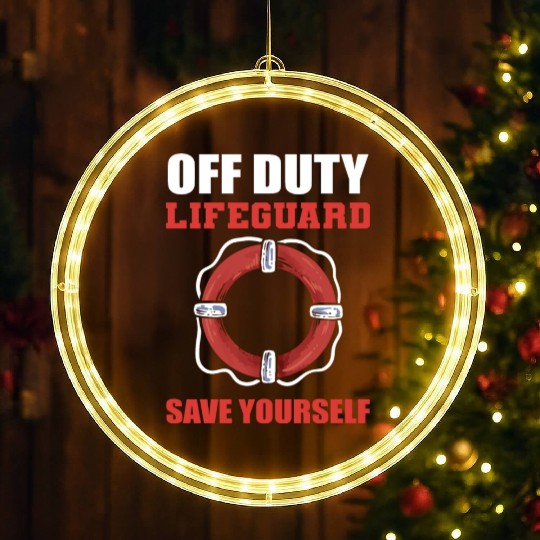 Off Duty Lifeguard Beach Attendant Gift LED Christmas Window Lights