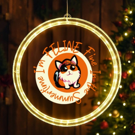 I'm FELINE Fine | Cat Lover Summer Animal Party LED Christmas Window Lights