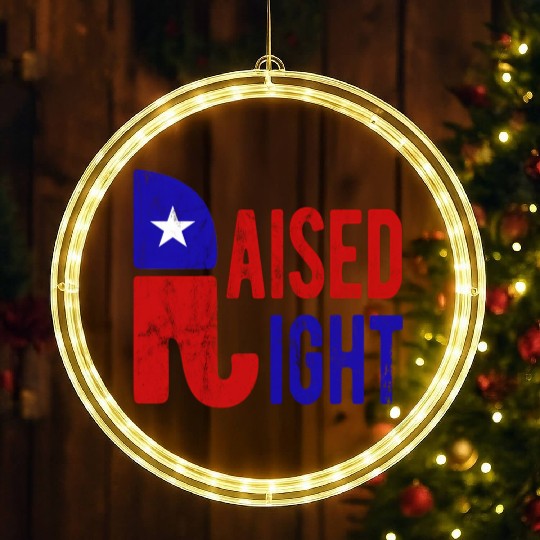 Raised Right Proud Republican Elephant Logo Usa LED Christmas Window Lights