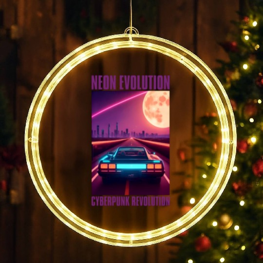 Vintage 80s Futuristic Retrowave Neon Cyberpunk LED Christmas Window Lights