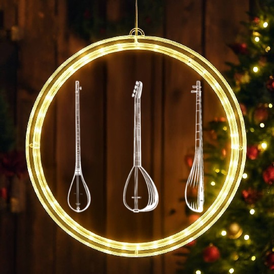 Irish Bouzouki Instrument Greek LED Christmas Window Lights