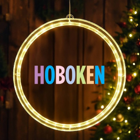 Hoboken New Jersey Colorful Type LED Christmas Window Lights