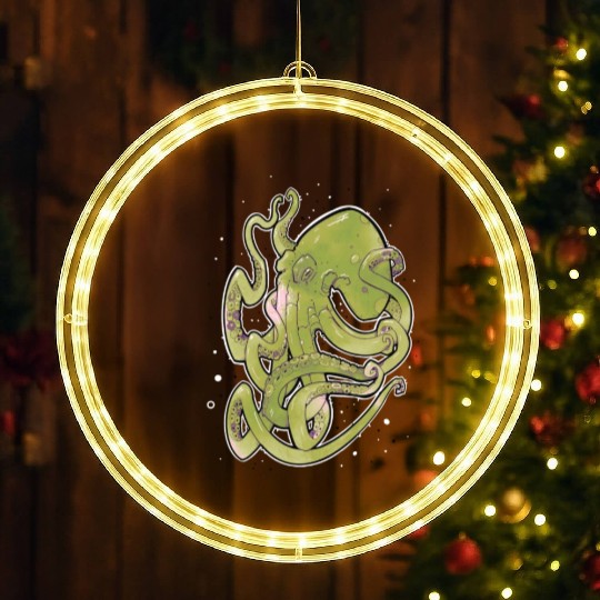 Green Octopus LED Christmas Window Lights