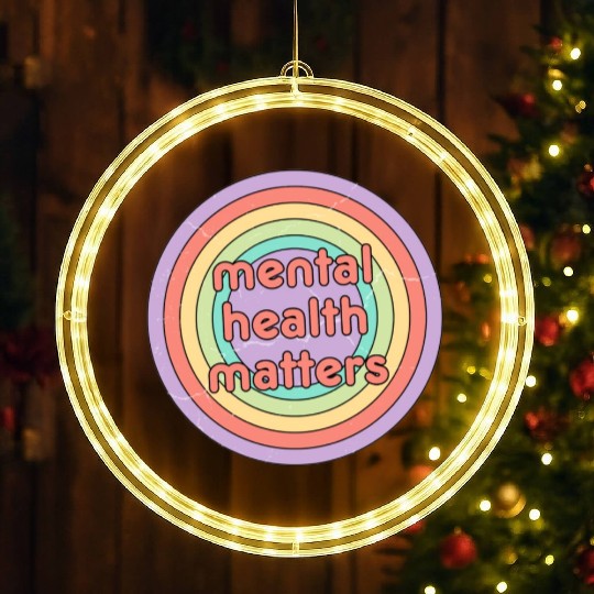 Mental Health Matters | Retro Circle Peach Candy LED Christmas Window Lights