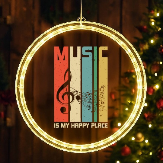 Music is My Happy Place Gift Musician Lover Artist LED Christmas Window Lights
