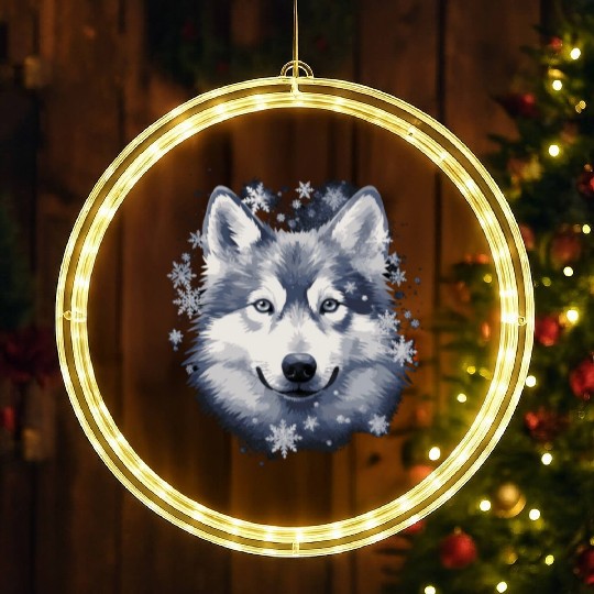 Husky dog and snowflakes LED Christmas Window Lights