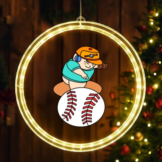 Cute Chibi Baseball Pitcher LED Christmas Window Lights