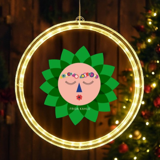 Cute Colorful Frida Kahlo Portrait Mexican Sun LED Christmas Window Lights