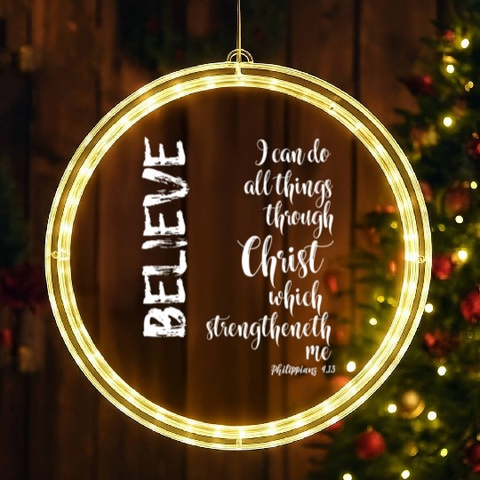 I Can Do All Things Through Christ Bible Verse LED Christmas Window Lights