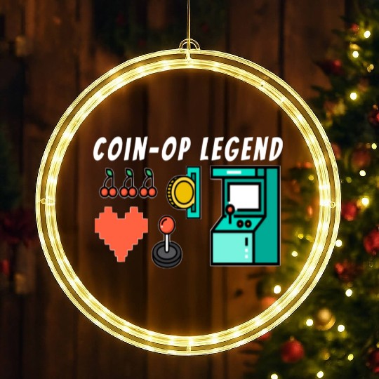 Coin Op Legend Arcade Gaming 80s Retro Gamer LED Christmas Window Lights
