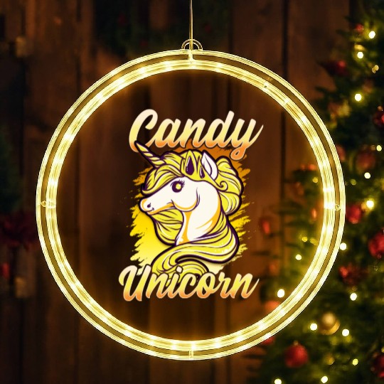 Candy Corn Unicorn Halloween Funny Candy Unicorn LED Christmas Window Lights