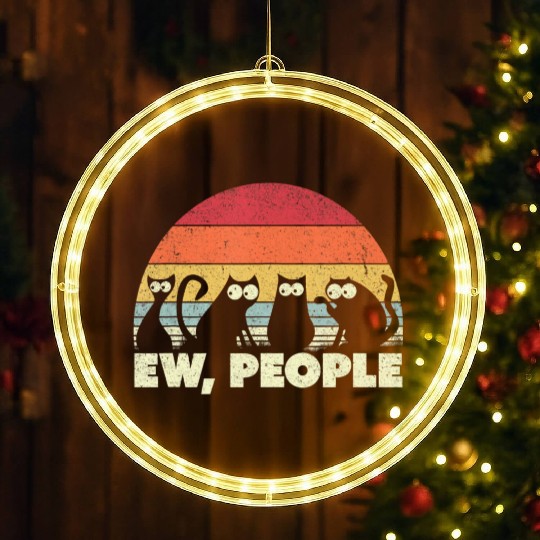 Funny Cat LED Christmas Window Lights Retro Style Ew People LED Christmas Window Lights