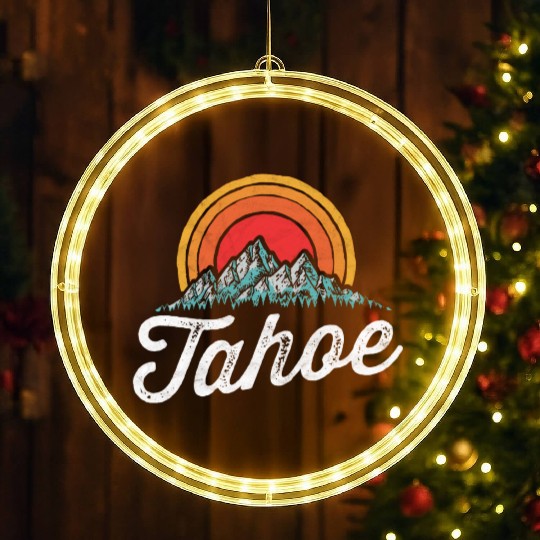 Lake Tahoe Mountain 80s LED Christmas Window Lights
